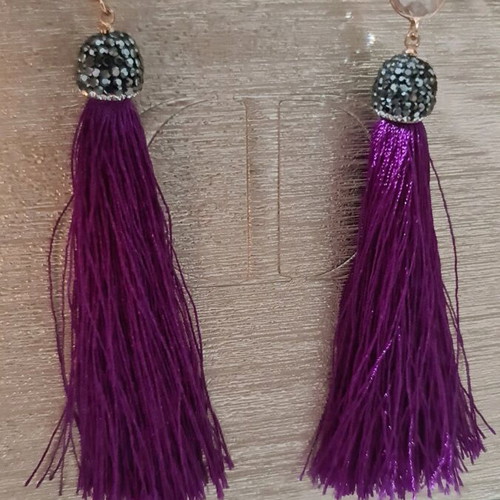 Earrings with crystals and silk thread like new