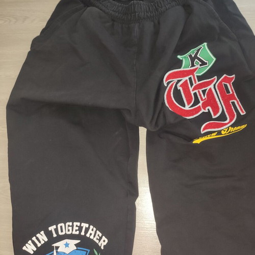 Bershka men's slim black sweatpants with embroidery and print, like new, sizes L and M