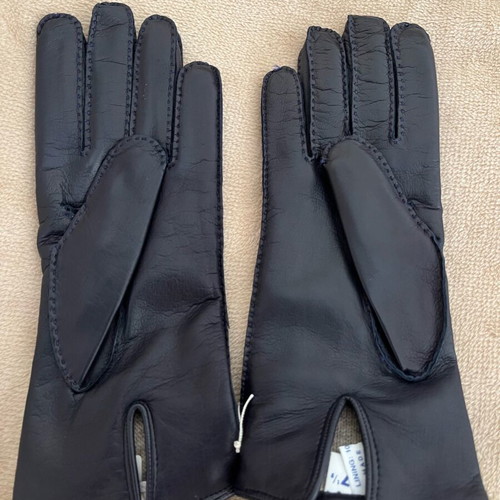 Max Mara gloves new, blue, leather with wool lining