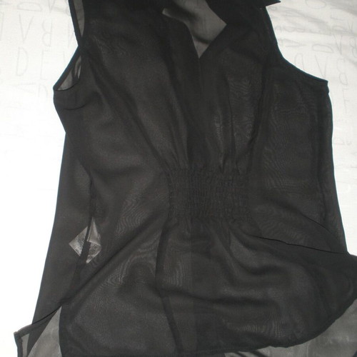 Sabra sleeveless shirt blouse with studded collar, black