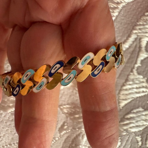 Steel bracelets in gold color like new, set of two