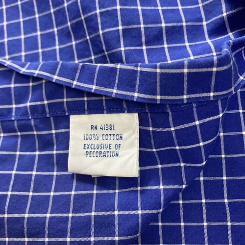 Ralph Lauren long sleeve shirt XL, dark blue white checked, dark blue pony