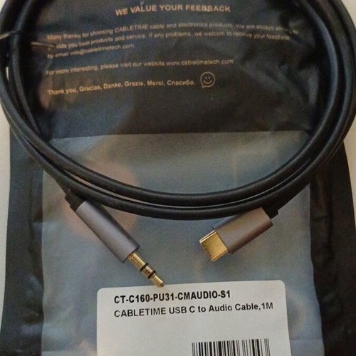 Cabletime USB C to Audio Cable 1M new