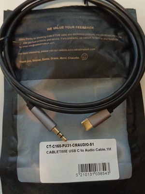 Cabletime USB C to Audio Cable 1M new
