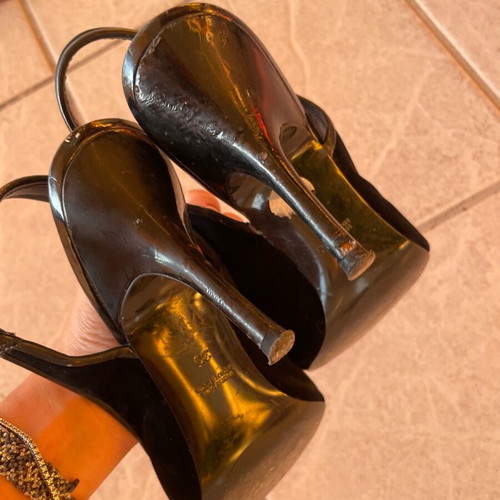 Zara mules used, velvet, 10 cm heel, size 39 black leather