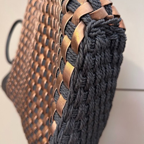 Sisley Handbag handmade black and gold, like new