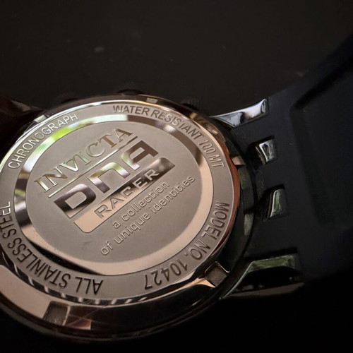 Invicta DNA Racer watch used, black silicone strap, chronograph
