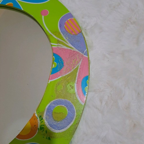 Mirror used, multi-colored, 29 cm diameter