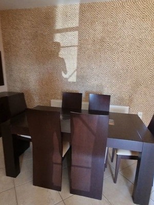 Dining table set with 6 chairs used, handmade solid construction