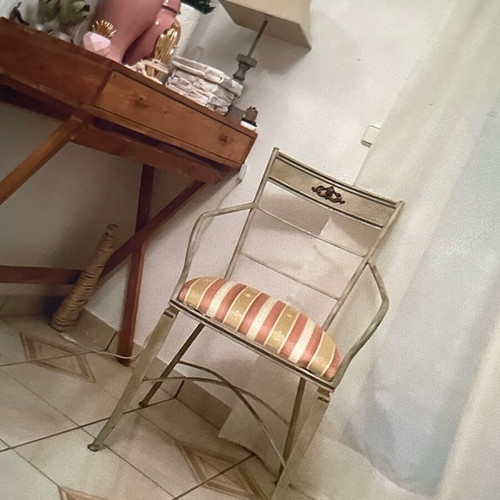 Metal chair retro with back cushion like new
