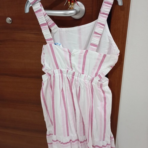 Mayoral girls' dress with side cutouts, white and pink, size 140 cm