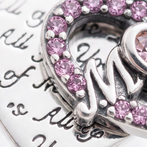 Pandora Heart & Mum Charm S925 new, pink and silver