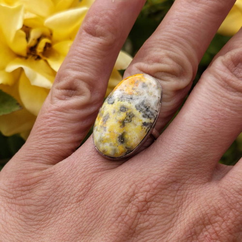 Silver ring with bee jasper new