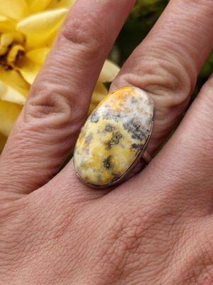 Silver ring with bee jasper new