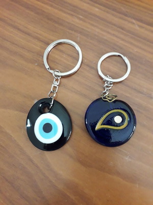Evil eye keychains set of 2, like new, blue