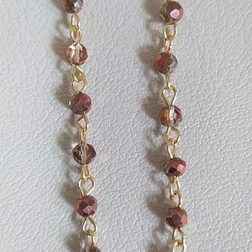 Handmade necklace with crystals, new, copper color, 47 cm