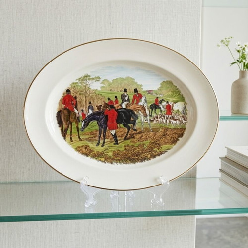 Royal Kent Bone China England oval serving platter with traditional English fox hunt design