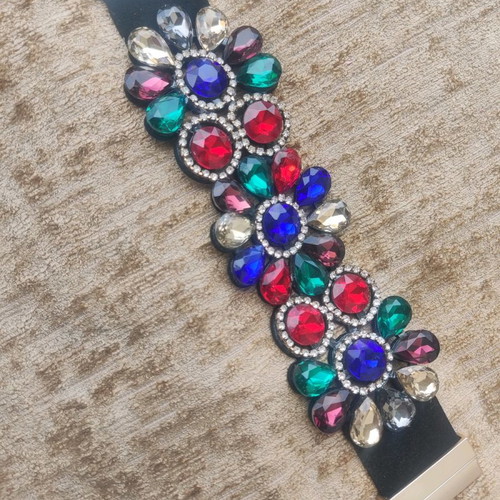 Glamorous bracelet with multicolored crystals and rhinestones