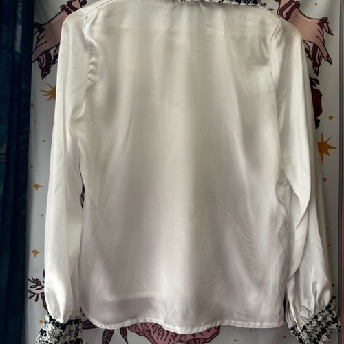 White satin shirt with tweed details like new