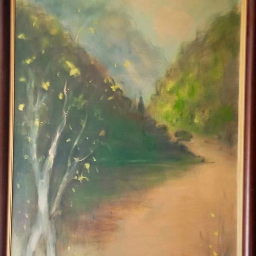 Oil painting on canvas by Doris in like new condition