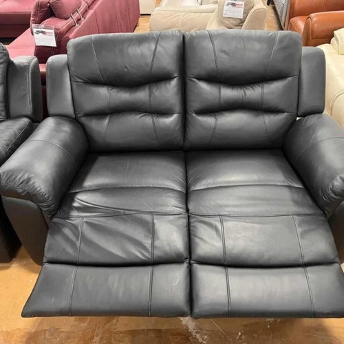 Black leather sofas two pairs with reclining mechanism new