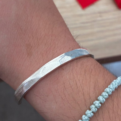 PALM Cuff bracelet, 925 sterling silver, men's handmade