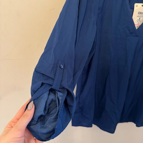 Blue blouse with shirt fabric Pink Woman new, size M