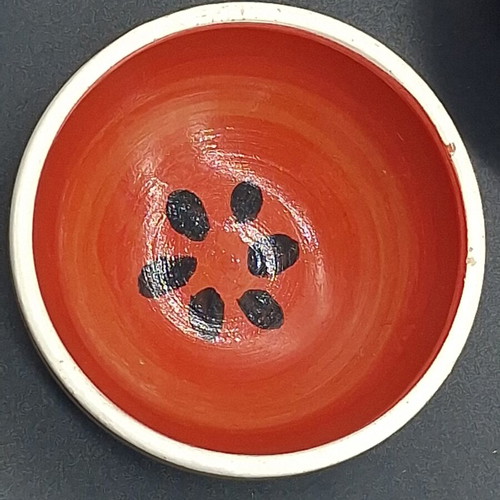 Handmade Sifnos Bowls set of 2, like new, ceramic with watermelon design