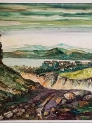 Oil painting Dimitris Thiniakos on hardboard like new