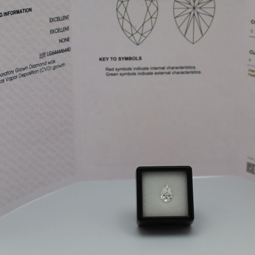 Pear Cut Lab Grown Diamond 1.05ct D-VS1 New