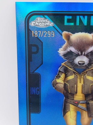 Topps Chrome Marvel Rocket Raccoon Blue Refractor card like new