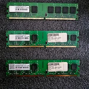 Transcend JM667QLJ-1G 3x1GB DDR2 PC2-5300U 667MHz DIMM 240-pin
