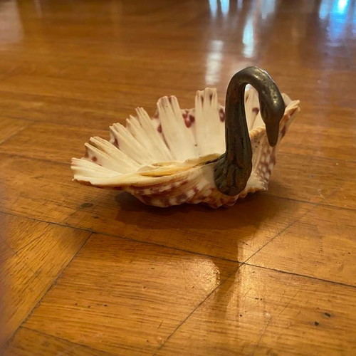 Decorative table ornament used, shell with swan head