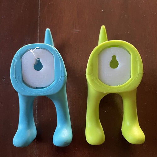 IKEA BÄSTIS wall hooks set of 2, dog tail shape, blue and green