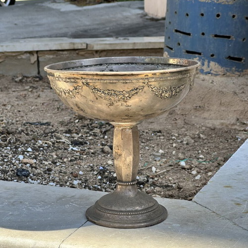 Vintage Silver-Plated Cup Fruit Bowl used with Embossed Floral Decoration