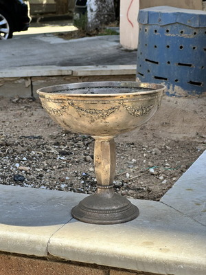 Vintage Silver-Plated Cup Fruit Bowl used with Embossed Floral Decoration