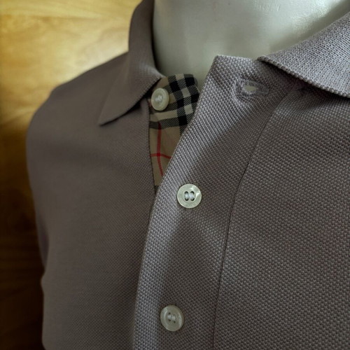 Burberry men's pique polo shirt new, size S, mauve