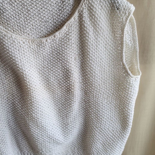 Hand Knitted Vintage 80s White Cotton Tank Top Vest like new