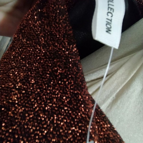 Metallic glitter dress new brick red with decorative buttons