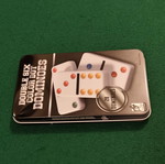 Double Six Color Dot Dominoes board game, 28 tiles, metal tin