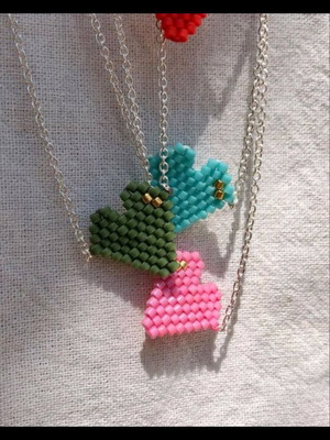 Handmade heart necklace with steel chain made to order
