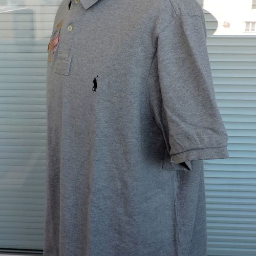 Ralph Lauren Polo Shirt Mens Short Sleeve Custom Fit Golf XL like new, gray