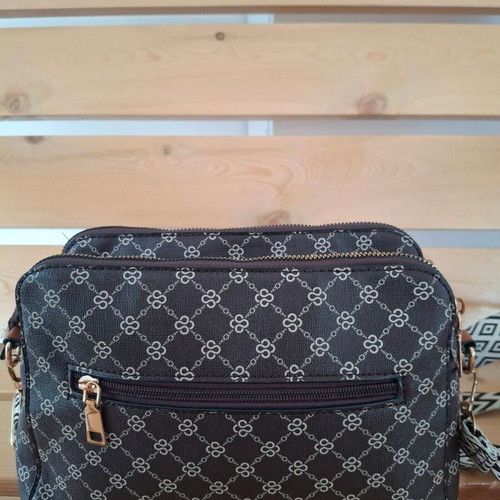 Crossbody bag like new, three compartments, brown and gold