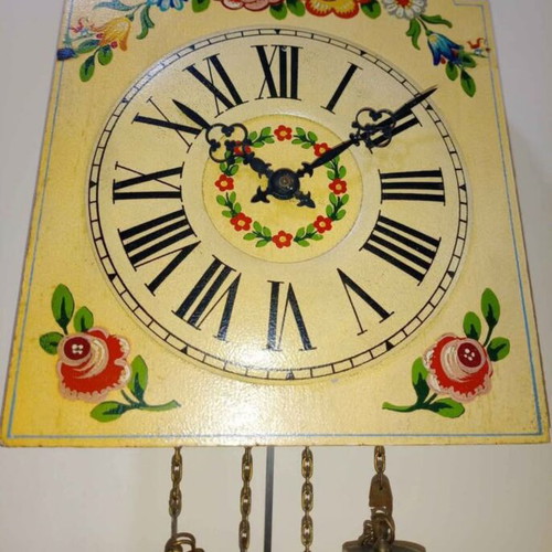 Hermle W150M-39 vintage hand-painted Black Forest wall clock