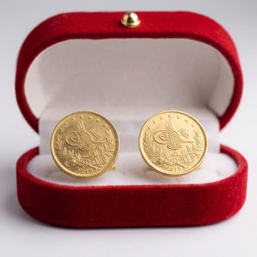Cufflinks with Turkish Lira gold plated, new