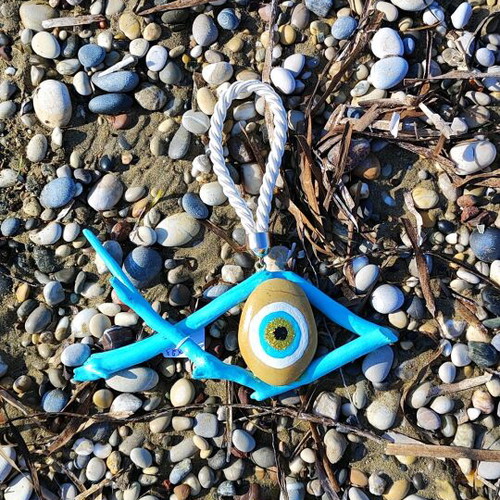 Handmade blue eye - fish for good luck 22.5×33