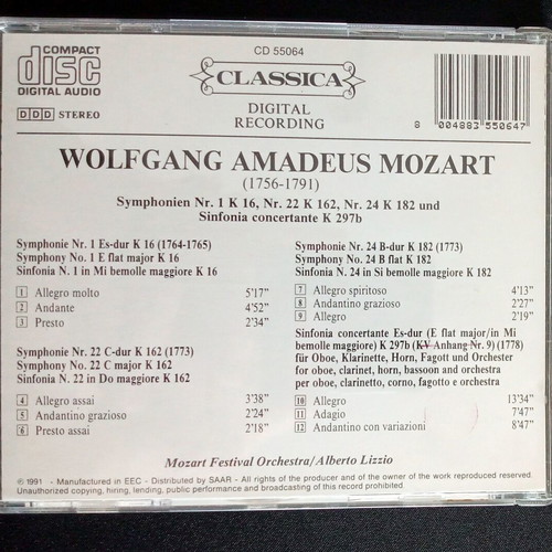 W.A. Mozart 7 CDs used, classical music set