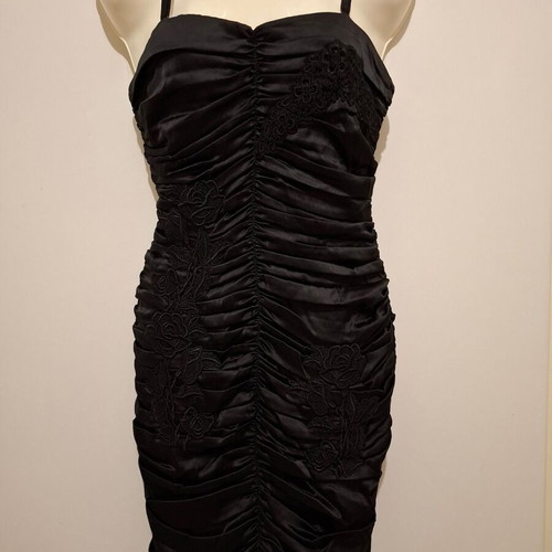 Vintage Dolce & Gabbana Black Silk Ruched Mini Dress IT42 like new
