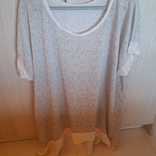 Airy blouse new, loose with sequin details, gray, size L