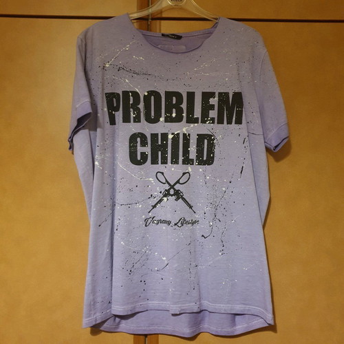 Vagrancy "Problem child" T-shirt purple, size S, like new